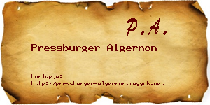 Pressburger Algernon névjegykártya